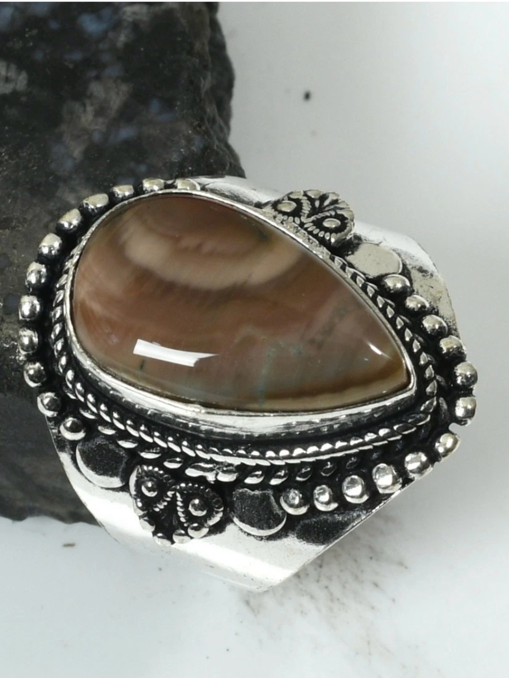 Imperial Jasper Gemstone Handmade Ring Size-9.25